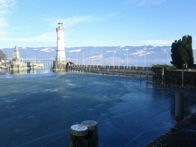 lindau harbour with the lighthouse and the lion