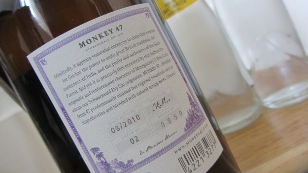 Monkey 47 Gin backside Label of the bottle